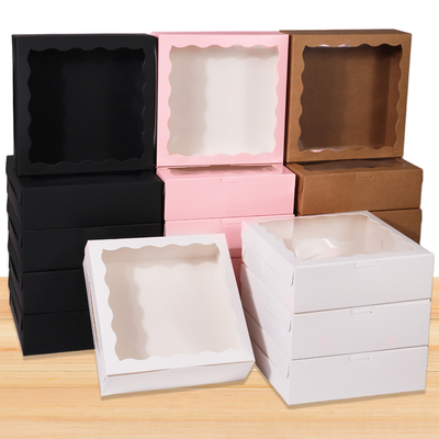 Good price Wave Window Cake Box White Cardboard Baking Packaging Packaging Box Pastry Box Muffin Cup Cake Box online