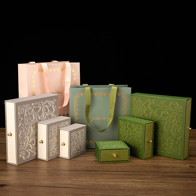 Καλή τιμή Vintage Textured Jewelry Box Set Premium Embossed Metal Drawer Hinged Cases Luxury Ring Earring σε απευθείας σύνδεση