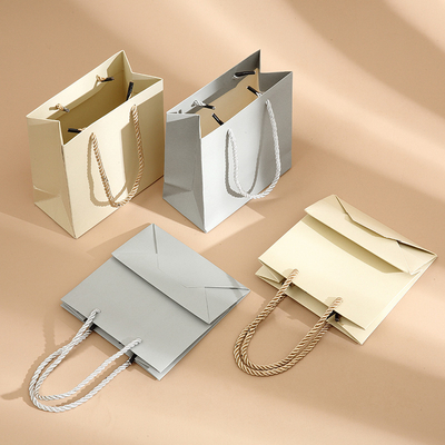 Silver Jewelry Box Paper Bag Beige Fashion High End Gift Packaging Handbag