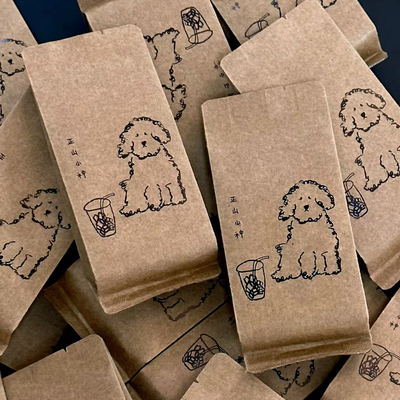 Good price Hand Drawn Dog Pattern Tea Pouches Eco Friendly Kraft Bags Support Customized online