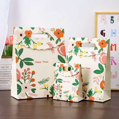Cartoon Flower Candy Packaging Bag Holiday Gift Bag White Cardboard Bag Souvenir Handbag Storage Bag Gift Bag