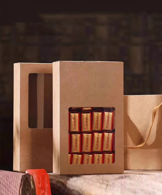 Simple Window Opened Kraft Paper Gift Boxes For Tea Packaging Key Boxes Custom Paper Boxes