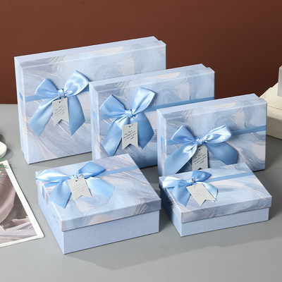 Good price Ink Blue Marble Gift Box Set With Satin Bow Elegant Cosmetic Jewelry Packaging For Valentines Day Special Occasion Present online