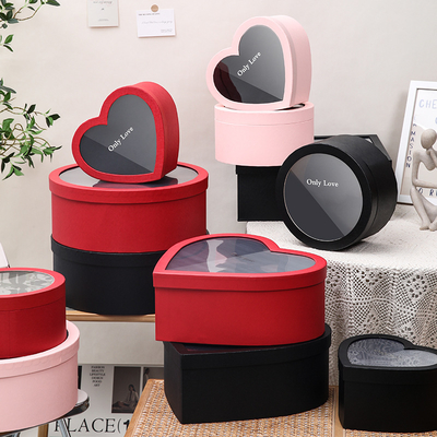 Good price Floral Gift Box Collection Premium Heart Square Flower Packaging PVC Window Display online