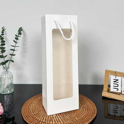 Good price Window Gift Bags Premium Multi Color Display Packaging Rope Handle Wine Flower Bags online
