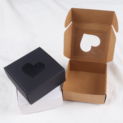 Good price Heart Window Kraft Mailer Box Set Natural Black White Food Safe Packaging Picnic Ready Cake Pastry Boxes online
