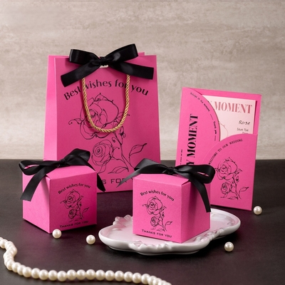 Guter Preis Rose Elegance Hochzeitskollektion Premium Candy Box Einladungsset im chinesischen Stil Online