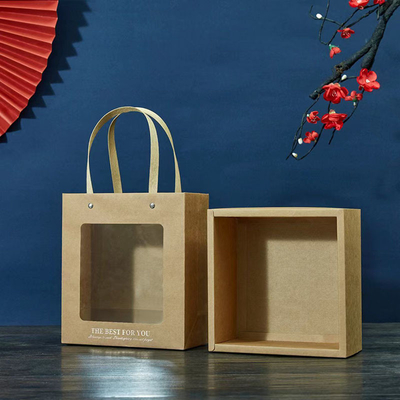 Good price Kraft Paper Window Cut Tote Bags Customizable Gift Bags for Birthdays Valentine's Day online