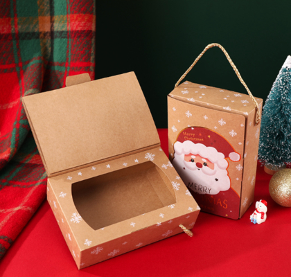 Magic Flame Christmas Card Box Interactive Burning Greeting Card With Candy Storage Kraft Paper Gift Set