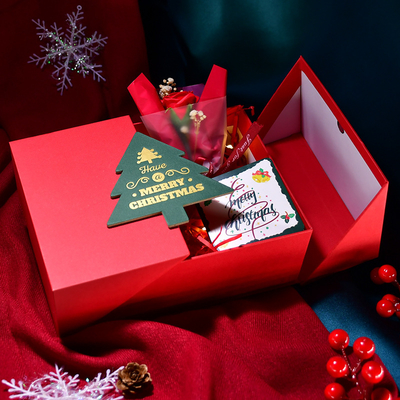 Good price Double Opening Christmas Gift Box Premium Empty Packaging For Cosmetics Lipsticks Elegant Holiday Design online
