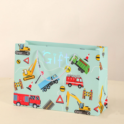Good price Cartoon Gift Paper Bags Custom Logo With Hot Stamping Silver Foil Printing online