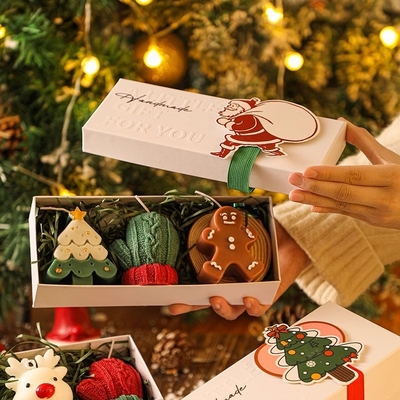 Deer Christmas Scented Candle Gift Set Handmade Soy Wax Candles With Reindeer Santa Holiday Home Decor Practical Present