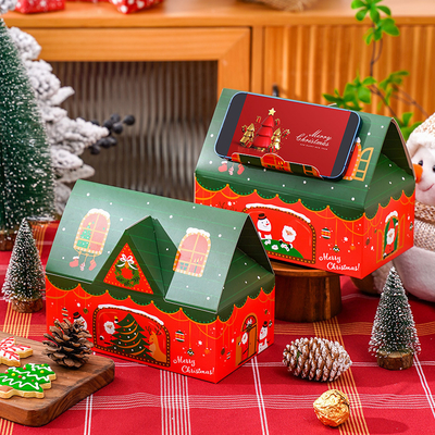 3D Christmas House Apple Box Set Festive Themed Gift Packaging Snack Cookie Present Boxes