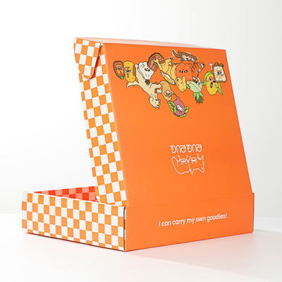 Cartoon Themed Snack Storage Box Vibrant Orange Foldable Packaging with Custom Print