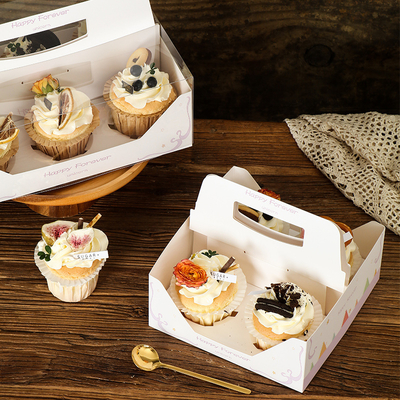 Good price Window Cupcake Box Set 4 6 Cell Clear Display Packaging Portable Carry Handle online