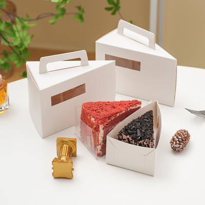 Goede prijs Triangle Window Cake Box Set Wit Kraft Bruin Takeout Verpakking Doorzichtig Uitzicht Venster Draaghandgreep online