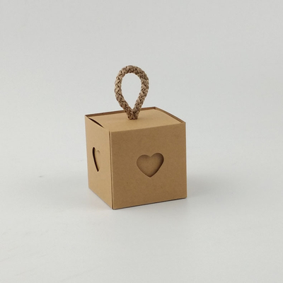 Custom Square Kraft Paper Candy Packaging Box White Kraft Option Available