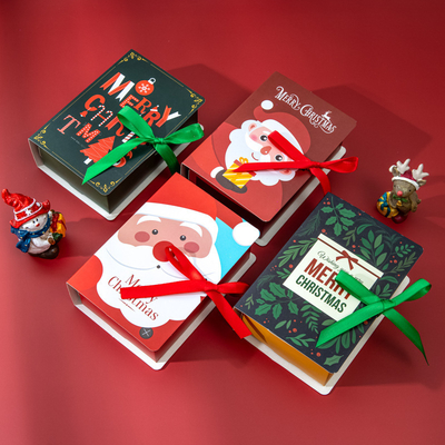 Giá tốt. Bộ Hộp Kẹo Giáng Sinh Sách Ma Thuật Cao Cấp Ông Già Noel Tuần Lộc Đóng Gói Quà Tặng Ép Kim Vàng trực tuyến