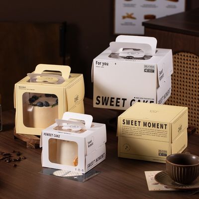 Good price Cake Box 4 Inch Premium Dessert Packaging Reinforced Hand Carry Design Transparent View Window online