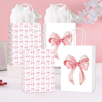 Bon prix Pink Bow Tie Gift Bag Birthday Wedding Christmas Gift Packaging Handbag Paper Bag en ligne