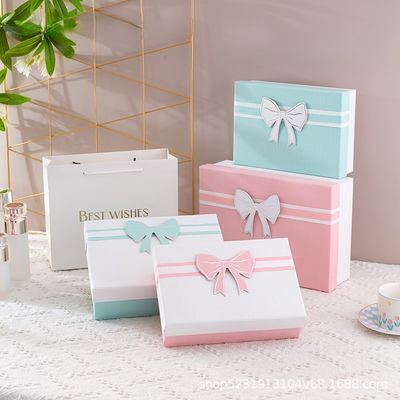 Giá tốt. Sky Lid Gift Box Set Long Rectangular Cosmetics Scarf Packaging Bow Accent Design Premium Cardboard Boxes trực tuyến