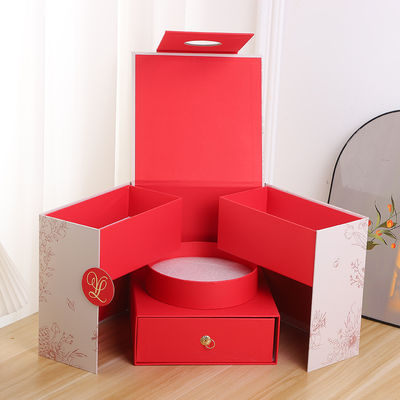 Giá tốt. Double Door Ribbon Wedding Favor Box Premium Chinese Red Gift Packaging Large Capacity Floral Butterfly Design trực tuyến
