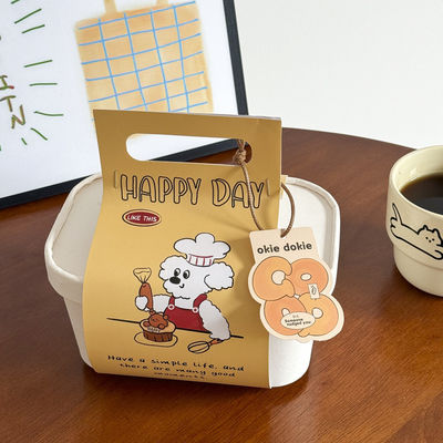 Harga yang bagus Themed Hand Held Perimeter Packaging Box For Bread Pastries Cakes Bagels Tiramisu on line