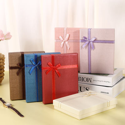 Harga yang bagus Simple Large Size Jewelry Box With Lid And Exquisite Jewelry Packaging Box With Bow Ribbon Gift Box on line