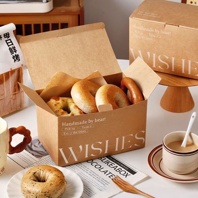 Harga yang bagus Fresh Daily Kraft Toast Box Eco Friendly Bakery Packaging Natural Brown Paper on line
