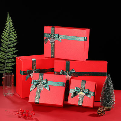 Harga yang bagus Red Lid Packaging Box With Black Bow Gift Packaging Box Fixed Paper Box Gift Box Wholesale on line