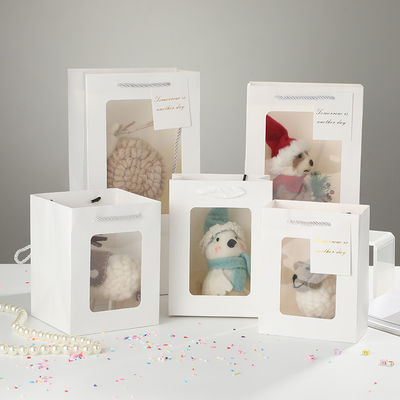Window Gift Bag Transparent Window Handbag Creative Gift Paper Bag Bouquet Packaging Handbag