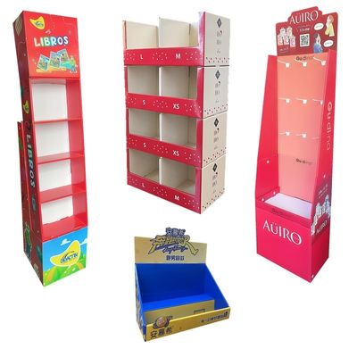 Harga yang bagus Rack Tampilan Karton Bergelombang Khusus Untuk Rak Kertas Promosi Supermarket on line