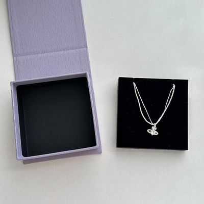 قیمت خوب جعبه هدیه مربع بنفش مغناطیسی پوشه فلیپ پوشه تولد جواهرات جعبه هدیه گردنبند بسته بندی جعبه آنلاین