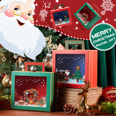 Harga yang bagus Box Set Natal Premium Pembungkusan Hadiah Jendela Santa Snowflake Desain Carry Handle Malam Natal Souvenir Empty Box on line