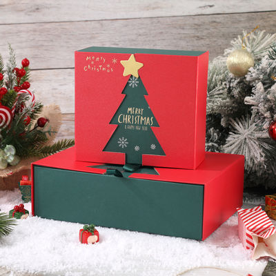 Harga yang bagus Flip-Top kotak hadiah Natal yang indah kotak hadiah souvenir selendang kotak kemasan hadiah malam natal on line