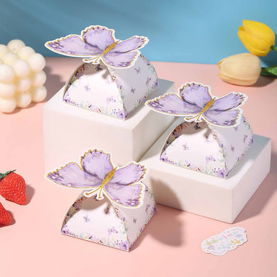 Bom preço Caixa de preferência de borboleta etérea Design de pirâmide de asa oca Pastel Casamento Caixa de doces Desmontável Decoração de borboleta Decoração floral de festa on-line