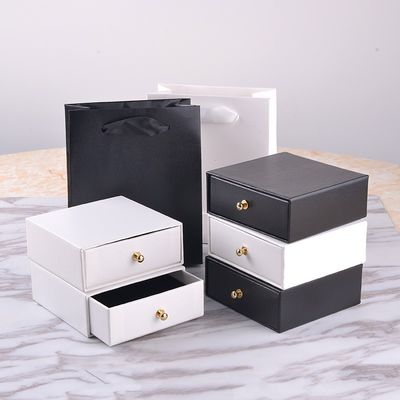Harga yang bagus Perhiasan Mewah Laci Kotak Set Premium Tarik Keluar Penyimpanan Solusi Hadiah Elegant Hitam Putih Desain Velvet Lapisan Interior on line