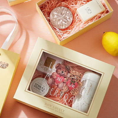 Bear Gift Box Set Cute Cartoon Window Packaging Transparent Peek Through Design Birthday Celebration Gift Solution