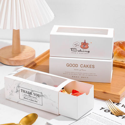 Giá tốt. Hộp bánh cuộn Thụy Sĩ trong suốt có cửa sổ ngăn kéo, hộp đựng bánh dài, hộp trưng bày bánh trực tuyến