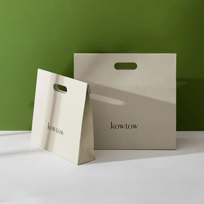 Custom Perforated Handle Paper Bags With Logo Printing Ideal For Clothing Stores Cosmetics Advertising Companies And Enterprises