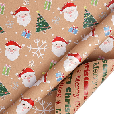 Forest Christmas Wrap Snowman Woodland Gift Wrapping Paper Brown Kraft Eco Friendly Paper Rolled Packaging