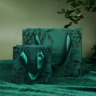 Good price Hand Drawn Botanical Gift Bags Eco Friendly Wedding Favor Packaging Satin Ribbon Handles Plant Patterned Party Favor Bags online