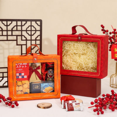 Luxury Windowed Gift Box Set Premium Packaging Transparent Display Window Leather Handle Design