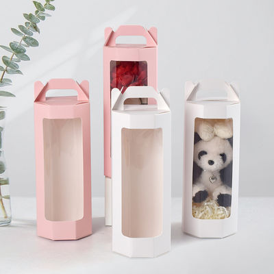 Good price Transparent PVC Floral Doll Gift Box Pure Color Foldable Display Packaging Multi Function Window Design online