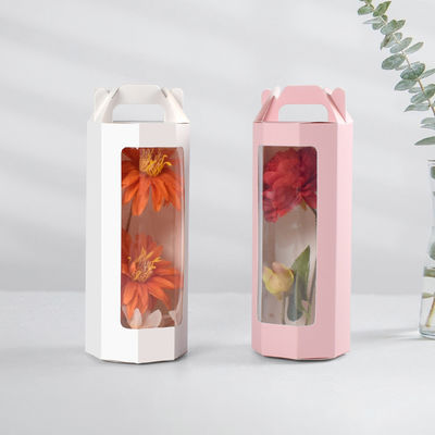 Good price Flower Gift Box With Transparent Window Elegant Floral Presentation Packaging Carry Handle Design Wedding Event Bouquet Display Box online