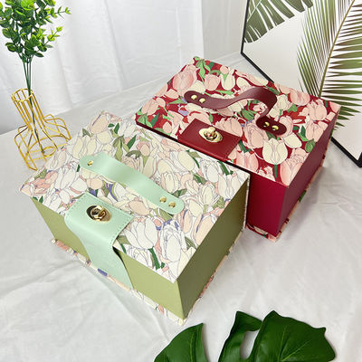 Good price Tulip Wedding Favor Box Set Luxury Leather Handle Packaging Bridesmaid Gift Candy Boxes Empty Premium Presentation Boxes online